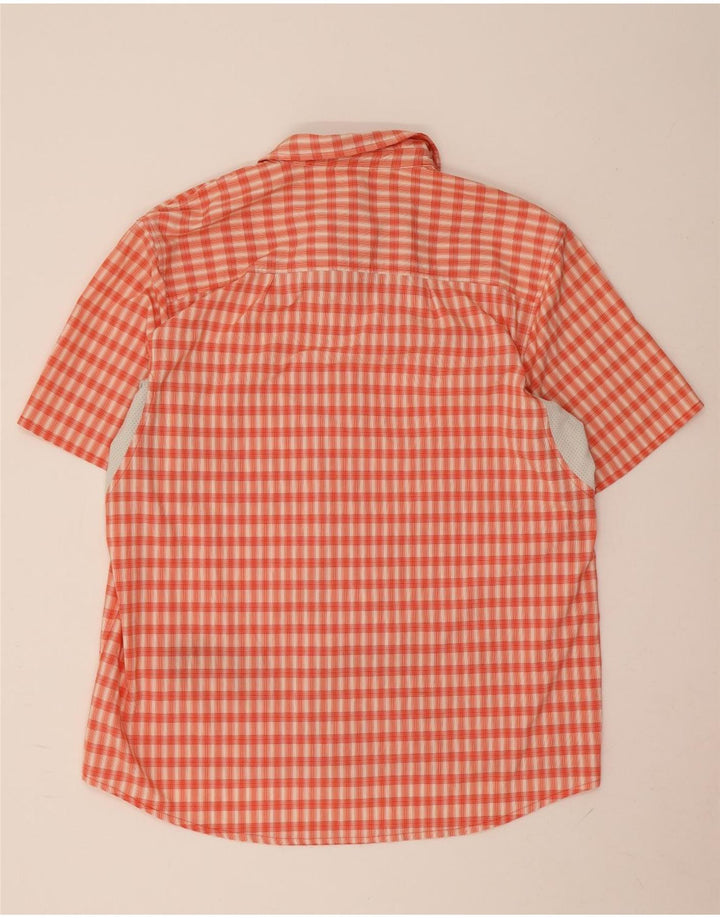Adidas Mens Climalite Short Sleeve Shirt Large Orange Check Polyester