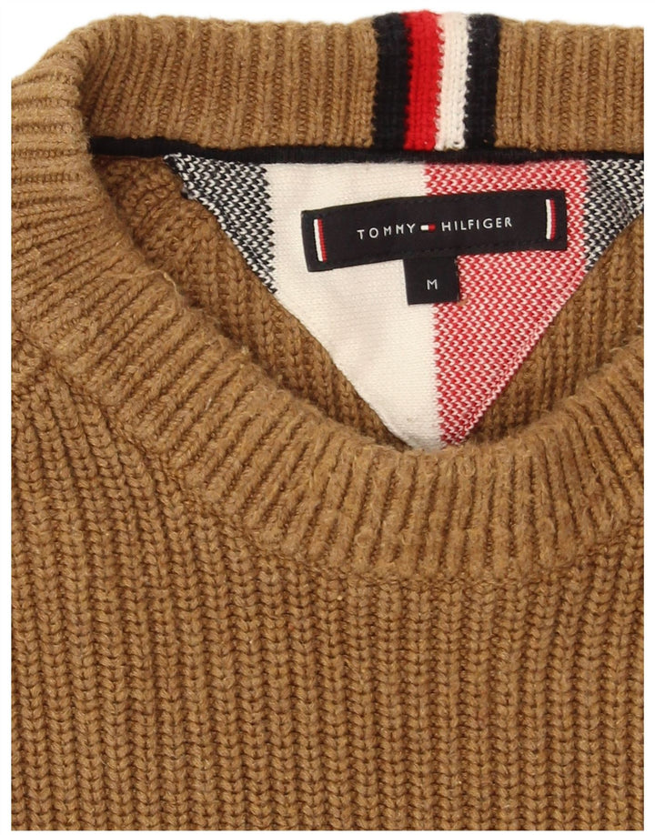 Tommy Hilfiger Mens Boat Neck Jumper Sweater Medium Brown Cotton