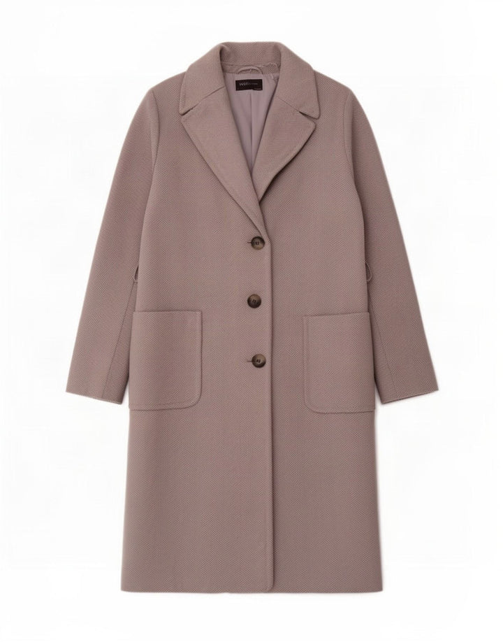 Sobretudo feminino Marks & Spencer Reino Unido 14 grande poliéster espinha de peixe cinza