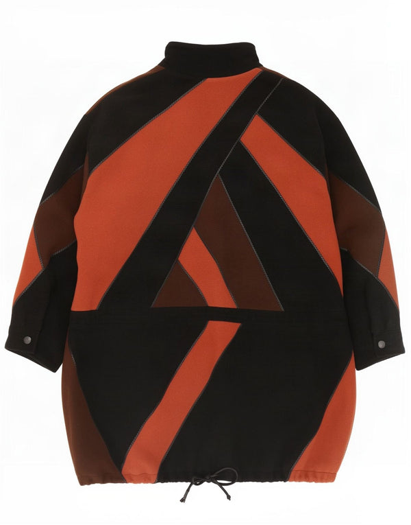 Płaszcz damski Philippe Vallereuil UK 18 XL Czarna, z blokami kolorów, dziewicza wełna