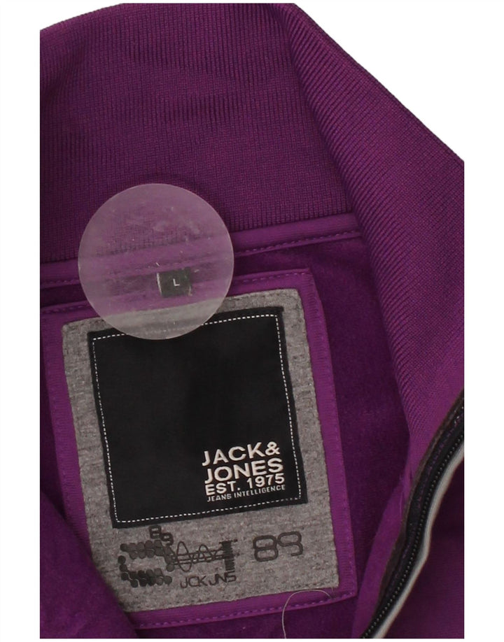 JACK & JONES Mens Graphic Tracksuit Top Jacket Large Purple Polyester