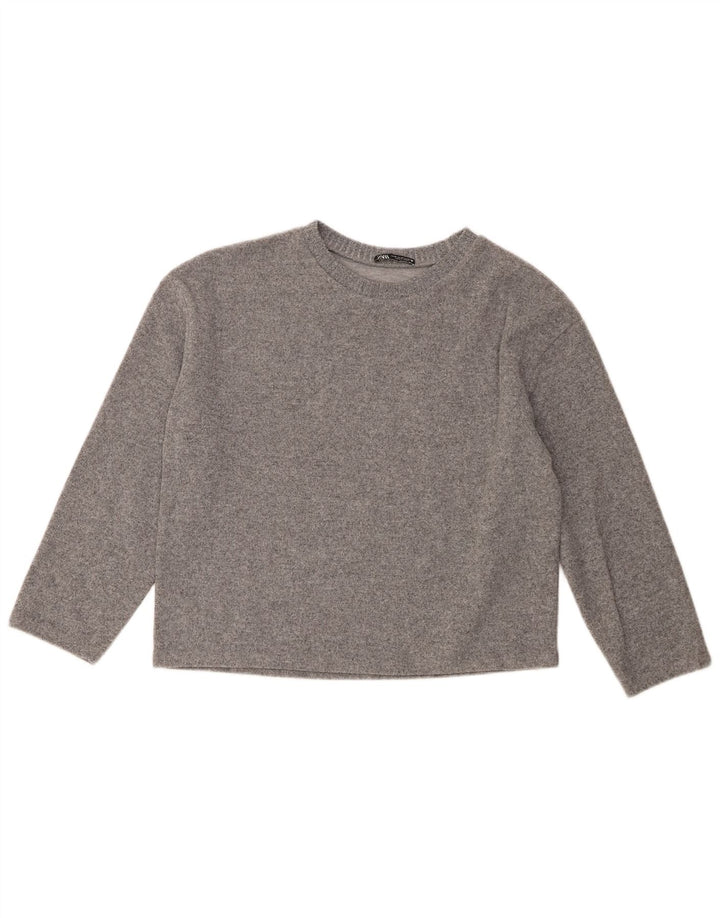 Zara Damen-Pullover mit Rundhalsausschnitt, UK 14, Mittelgrau, Polyester