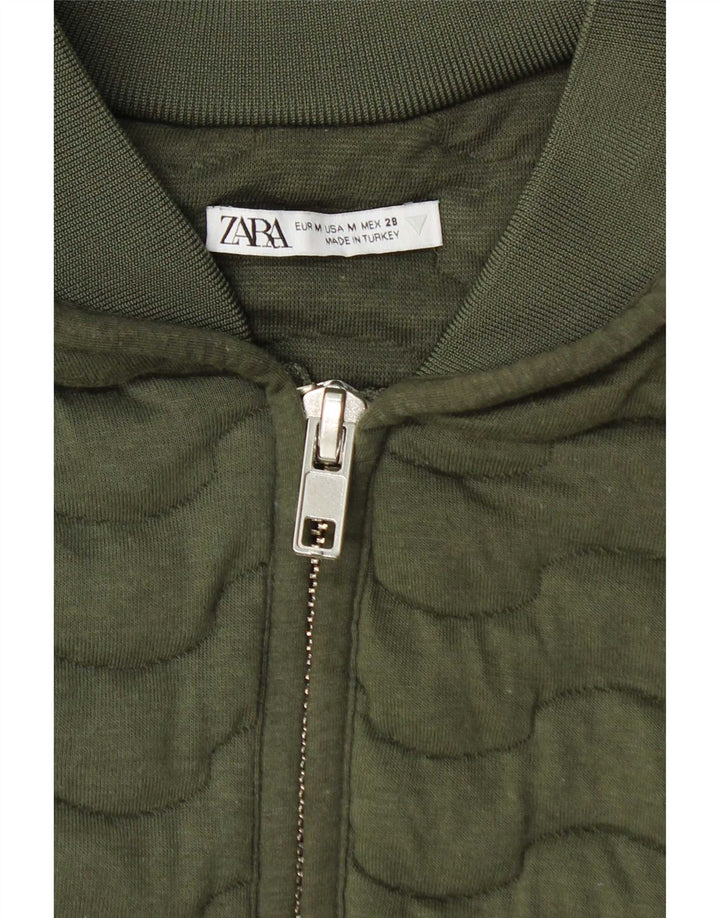 Zara Womens Bomber Jacket UK 14 Medium Khaki