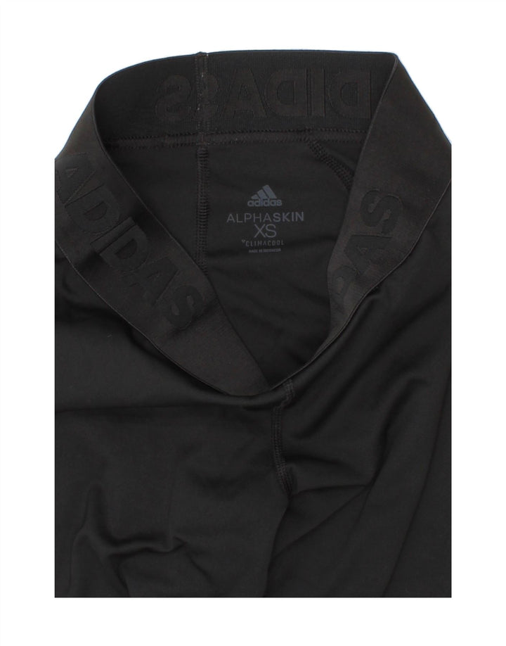 ADIDAS Womens Graphic Capri Leggings UK 6 XS Black Polyester Vintage Adidas and Second-Hand Adidas from Messina Hembry 