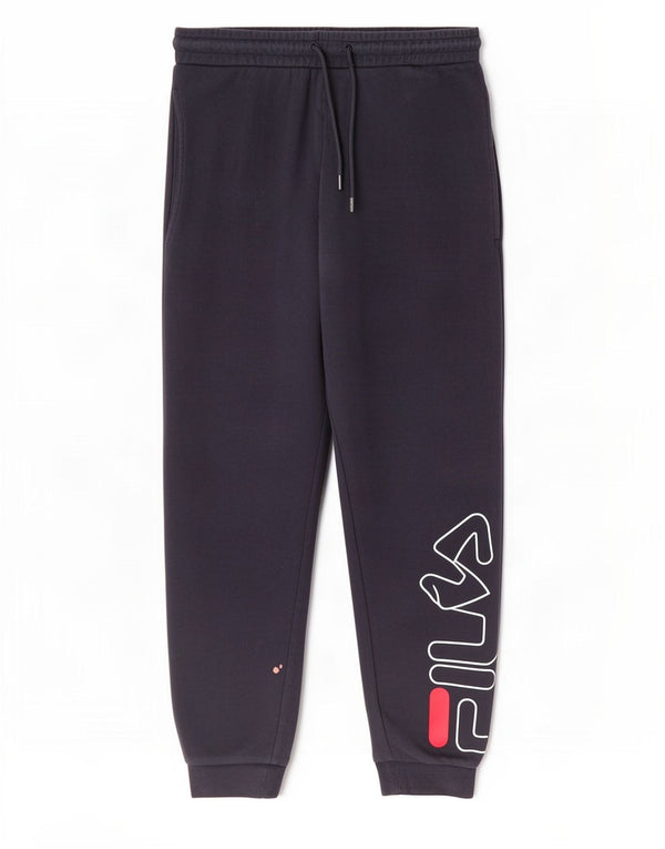 Fila Mens Graphic Tracksuit Trousers Joggers Small Navy Blue Cotton