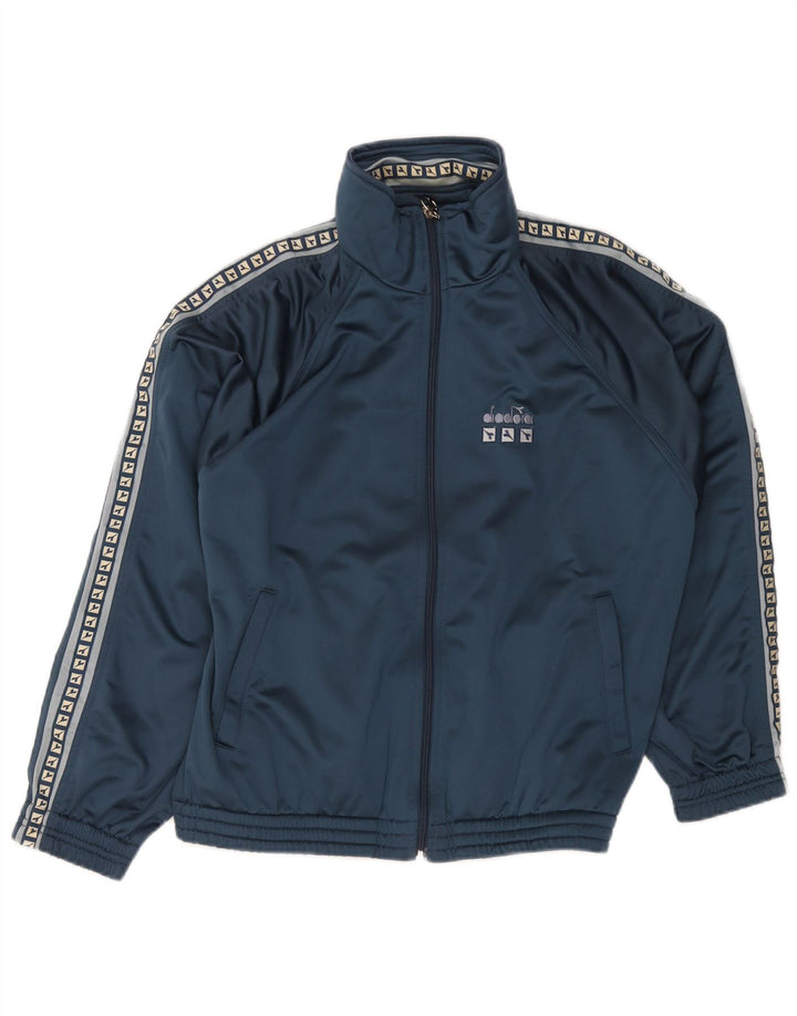 Diadora Herre grafisk træningsdragt Topjakke UK 38 Medium Blue Polyester