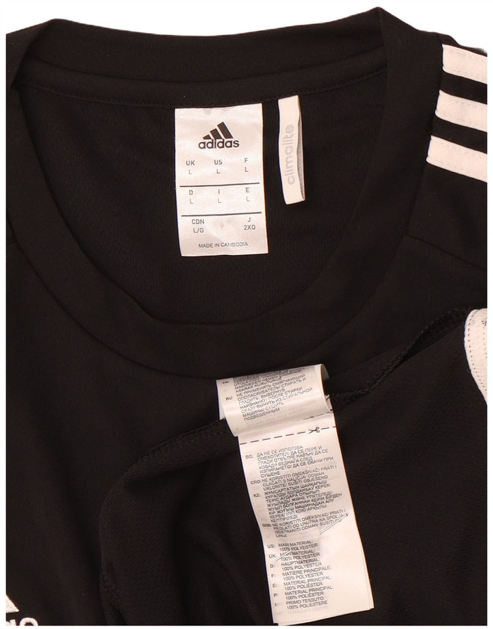 Adidas Mens Climalite T-Shirt Top Large Black Colourblock Polyester