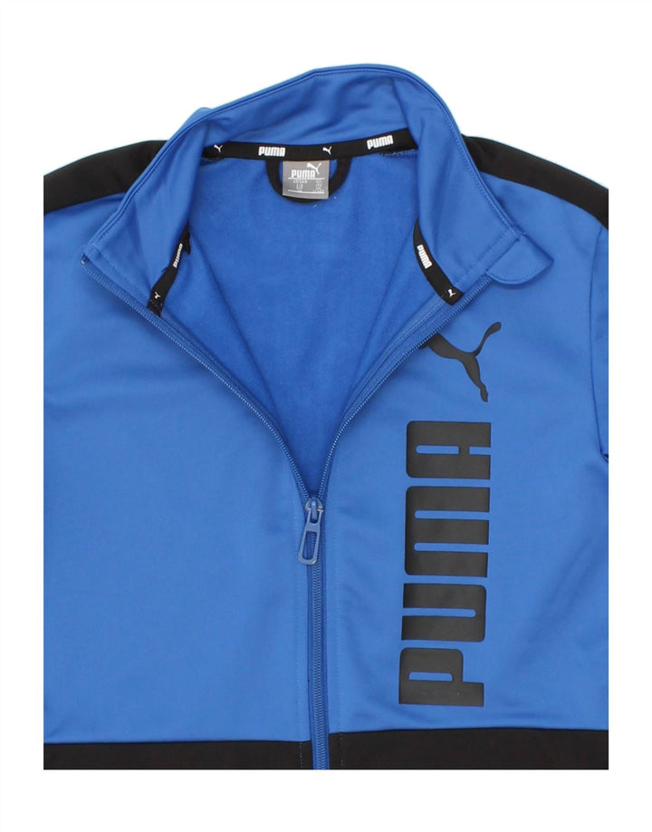 PUMA Boys Graphic Tracksuit Top Jacket 11-12 Years Large Blue Colourblock Vintage Puma and Second-Hand Puma from Messina Hembry 