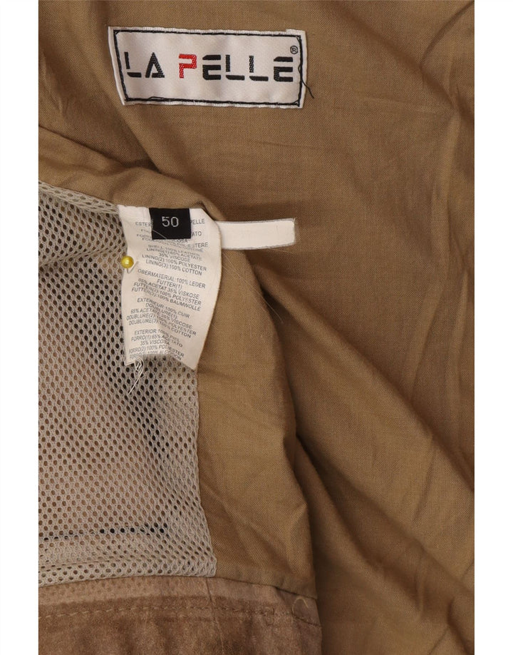 Giacca vintage in pelle scamosciata da uomo IT 50 grande in pelle marrone