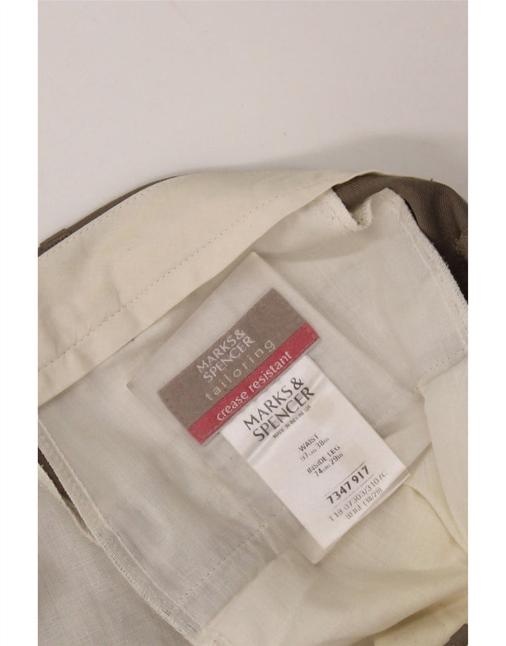 Męskie proste spodnie garniturowe MARKS & SPENCER W38 L29 Beżowy poliester