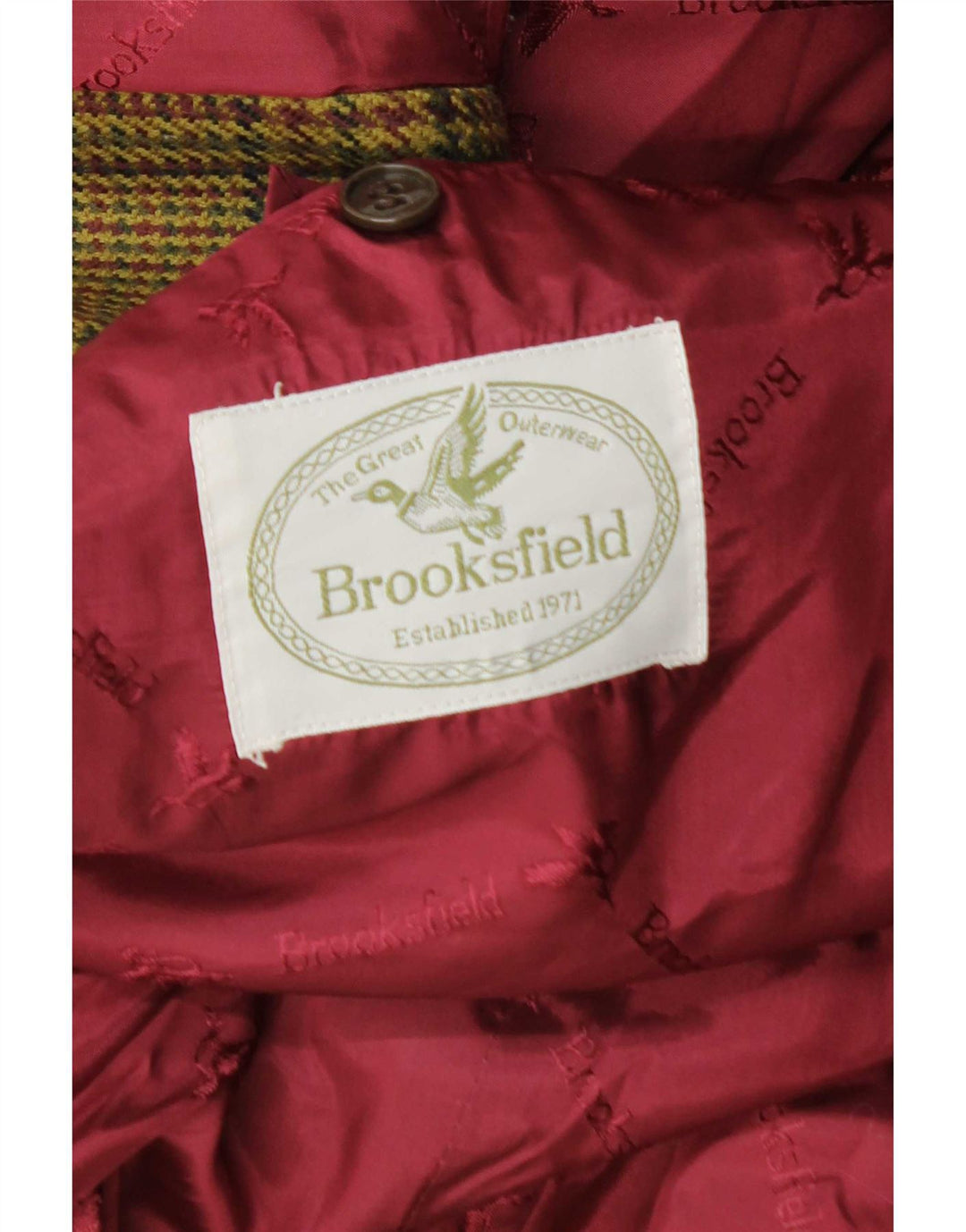 Jaqueta Blazer Masculina Brooksfield com 2 Botões Reino Unido 40 Grande Cáqui Xadrez