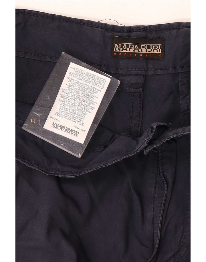 Napapijri Mens Cargo Shorts W33 Medium Navy Blue Cotton