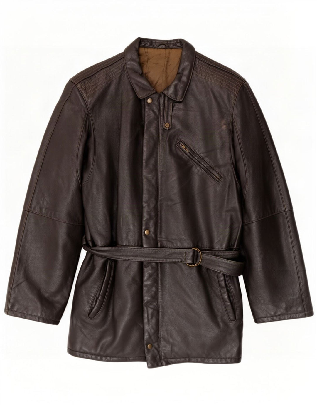 Jaqueta de couro masculina vintage IT 48 média preta