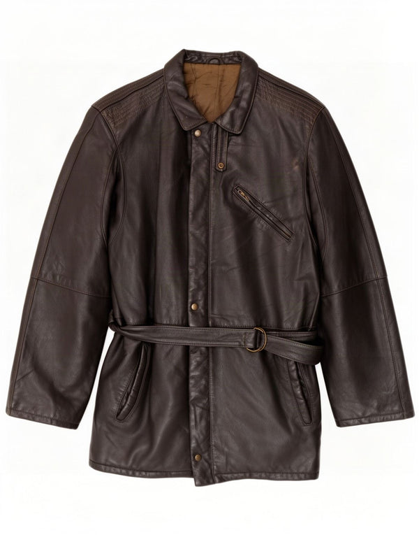 Jaqueta de couro masculina vintage IT 48 média preta