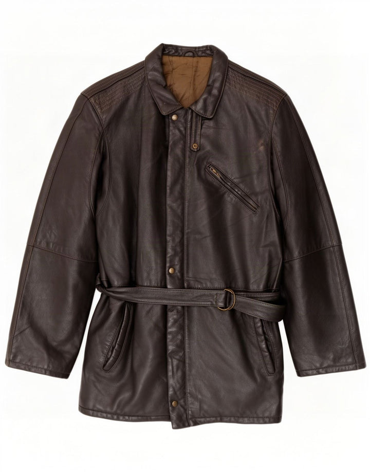 Jaqueta de couro masculina vintage IT 48 média preta