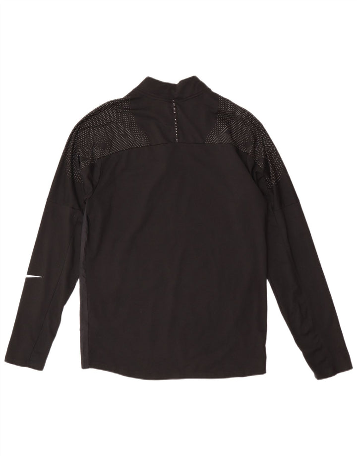 Nike Mens Dri Fit Zip Neck Top Long Sleeve Small Black Spotted Polyester