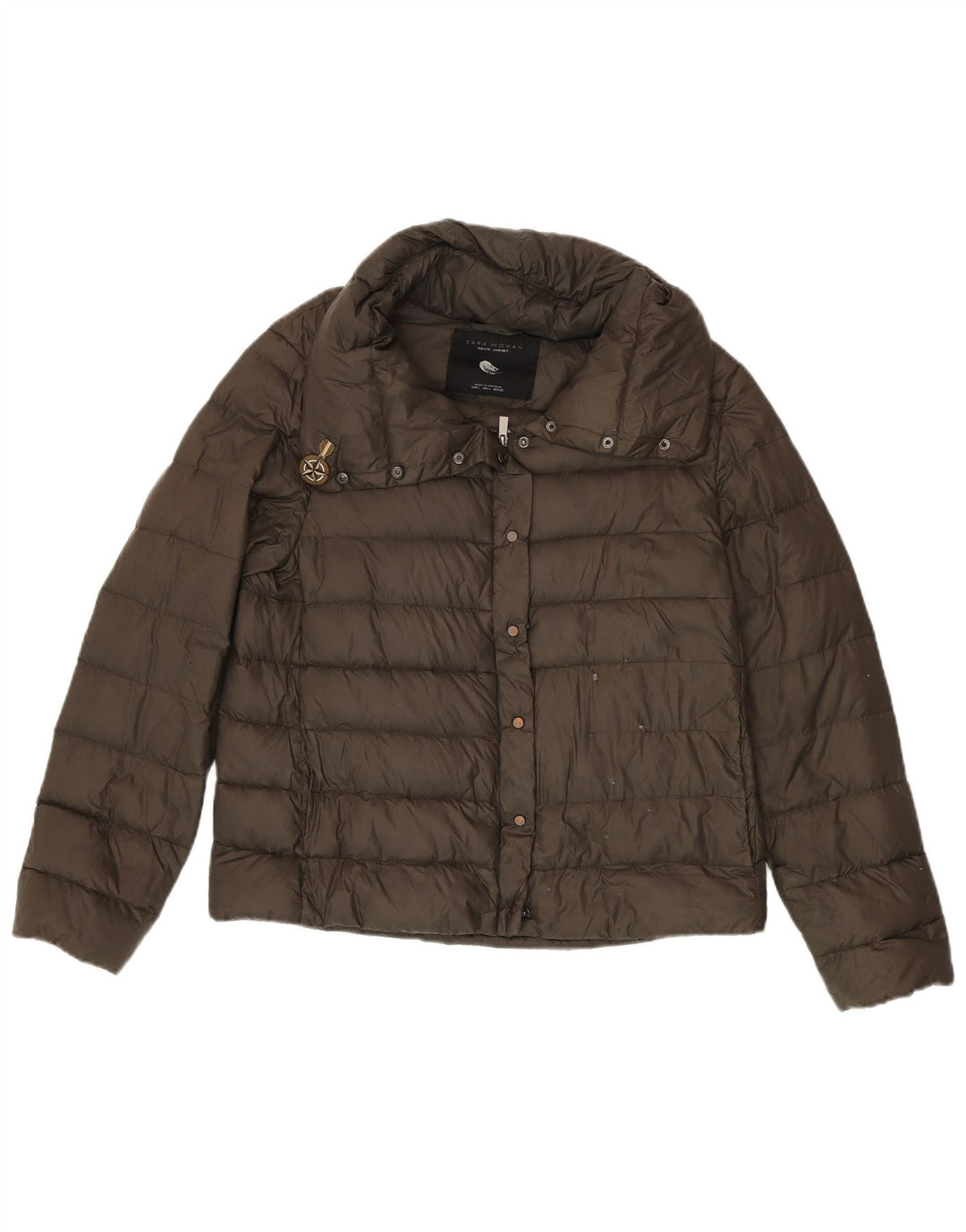 Giacca imbottita da donna Zara UK 16 grande color cachi