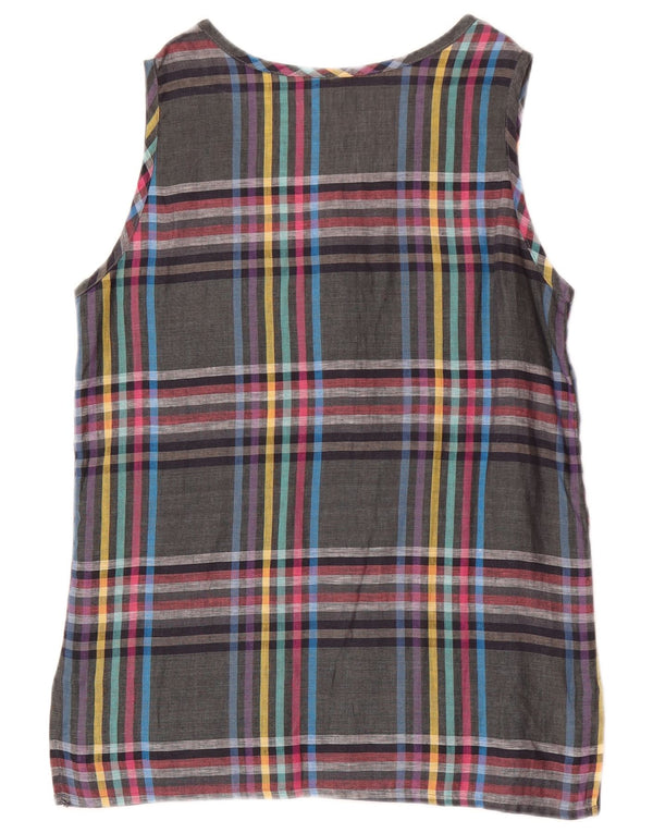 Andrea Mare Womens Sleeveless Blouse Top IT 42 Medium Grey Plaid Linen