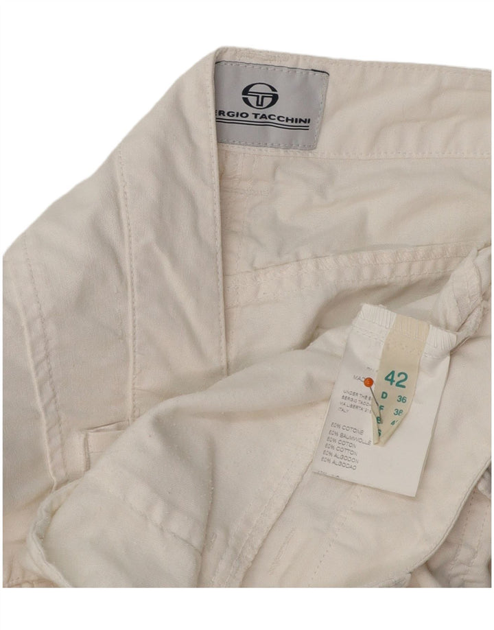 SERGIO TACCHINI Womens Bootcut Casual Trousers IT 42 Medium W32 L32 White