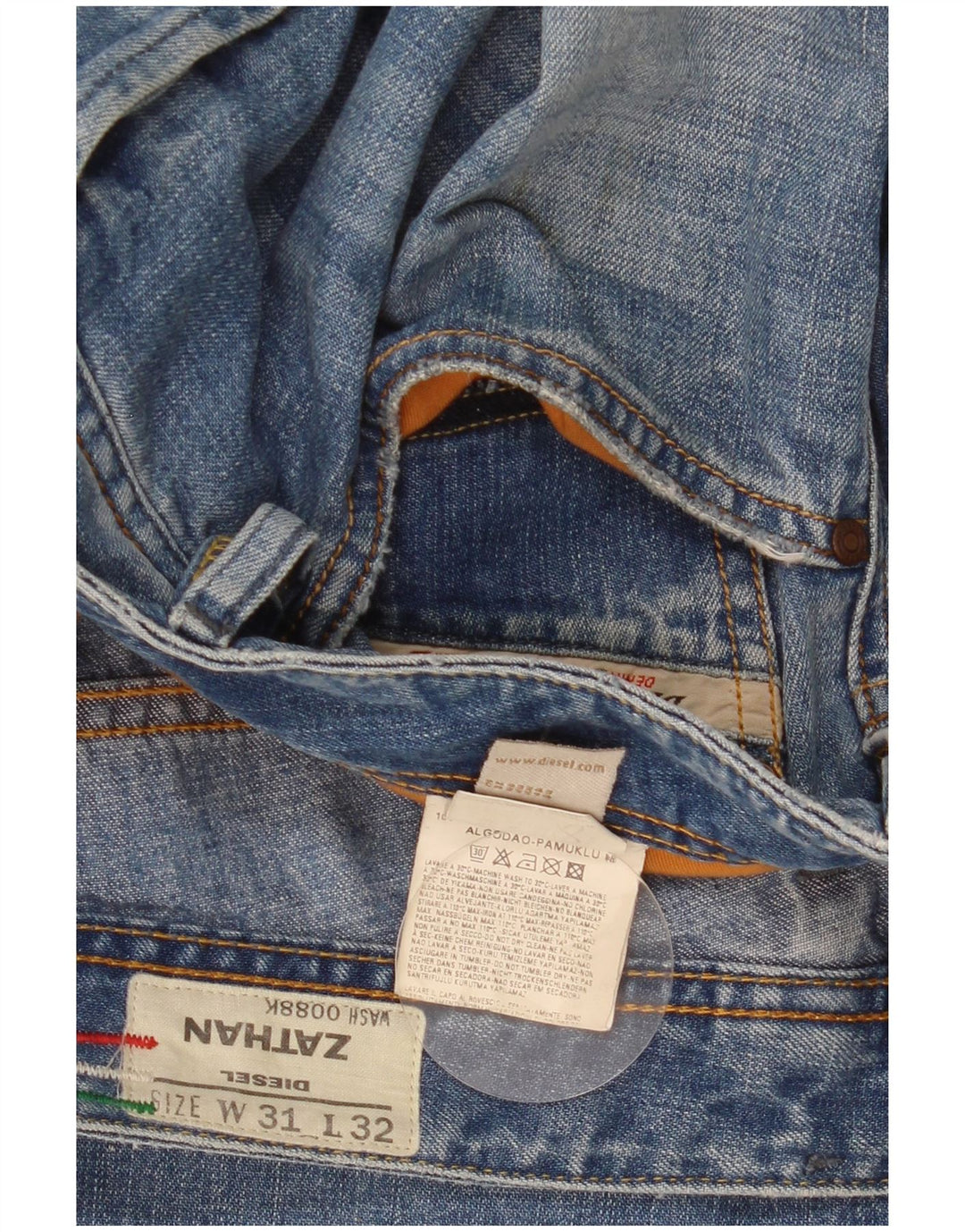 Diesel Mens Zathan Bootcut Jeans W31 L30 Blue Cotton