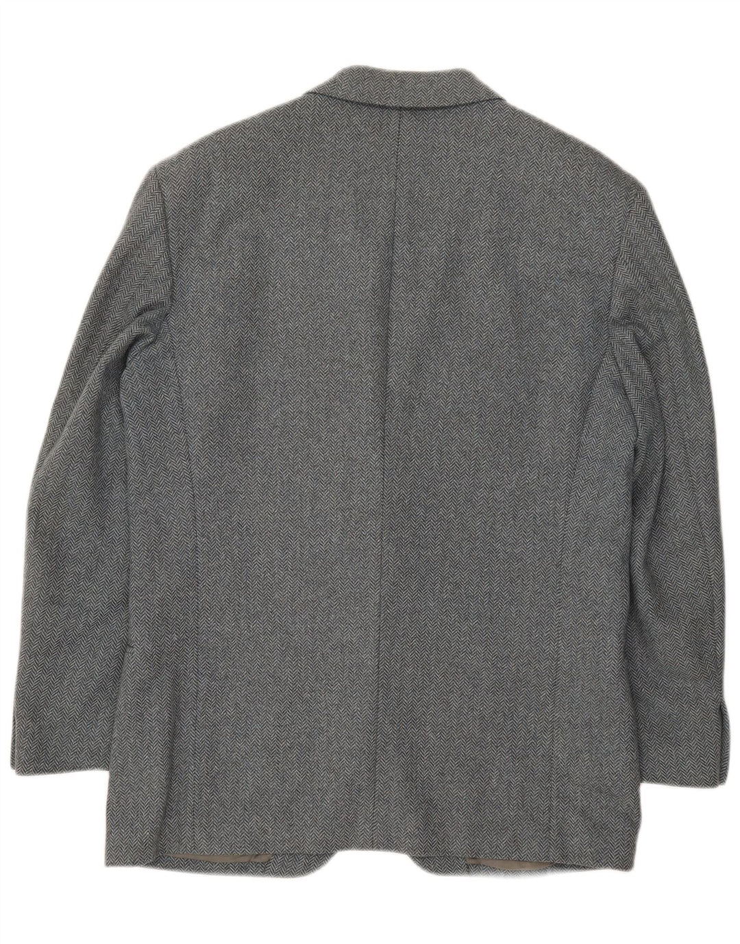 Giacca blazer da uomo a 2 bottoni Valentino IT 50 Large in lana a spina di pesce grigia