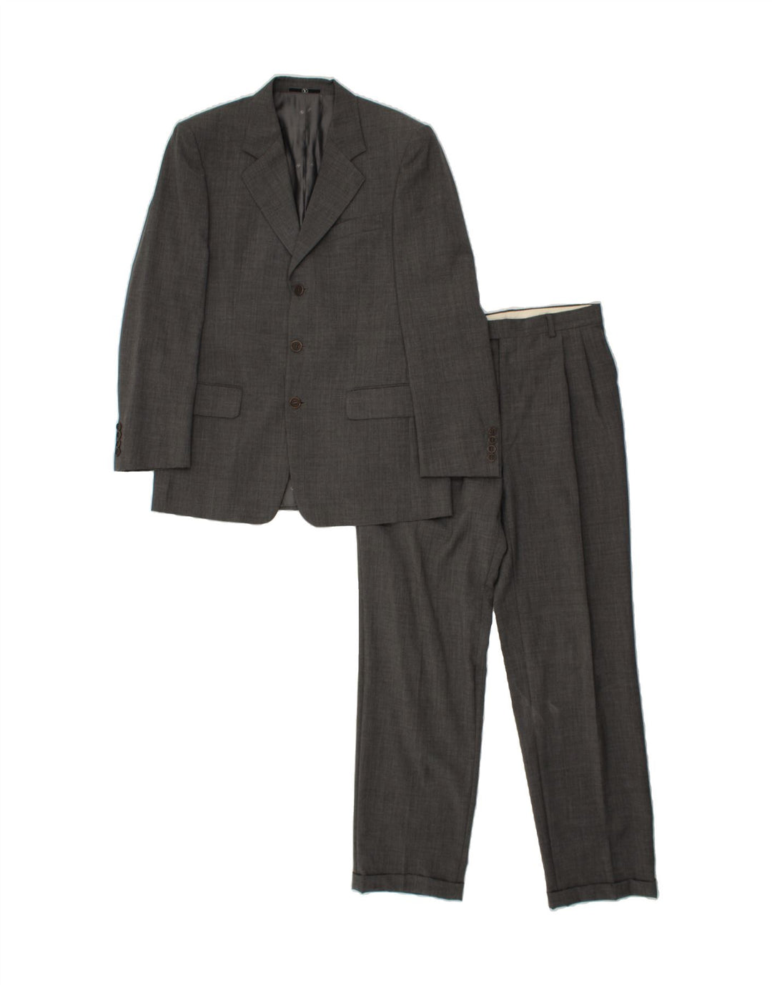 VALENTINO Herre 3-knap 2-delt sæt IT 48 Medium W38 L32 Grå Virgin Wool