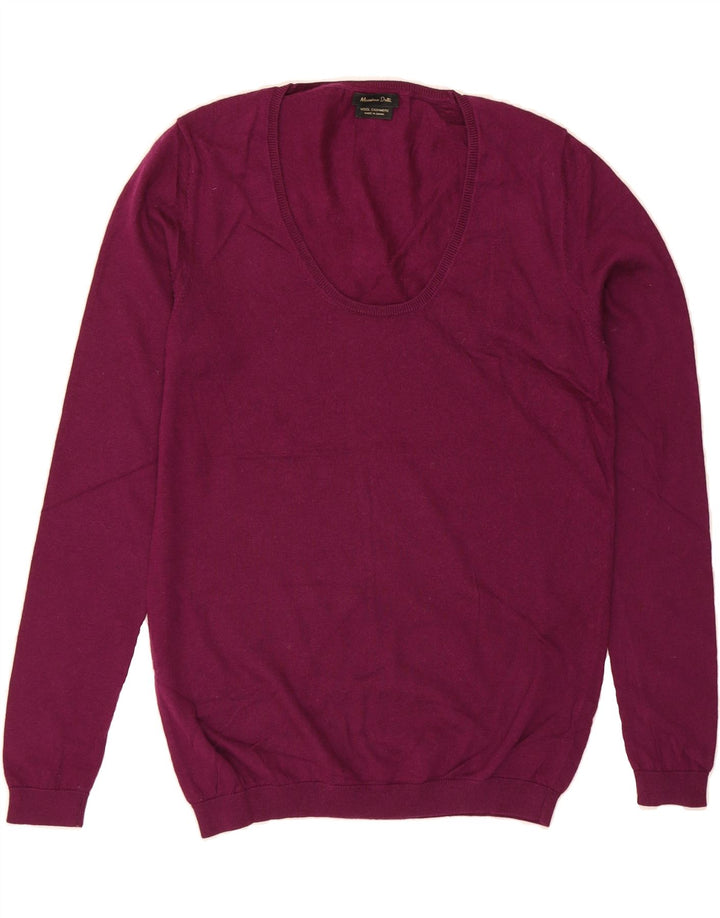 MASSIMO DUTTI Womens Boat Neck Jumper Sweater UK 14 Large Maroon Vintage Massimo Dutti and Second-Hand Massimo Dutti from Messina Hembry 