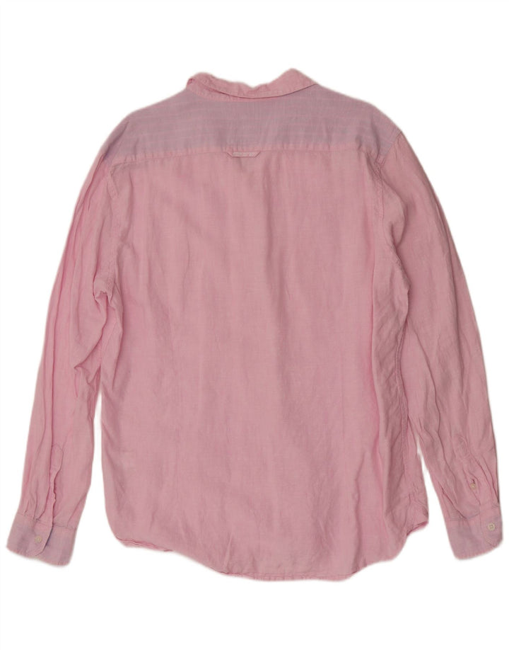 Crew Clothing Mens Shirt XL Pink Linen