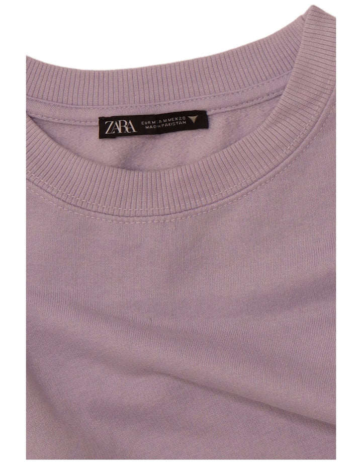 Felpa Corta Oversize Da Donna ZARA Maglione UK 14 Viola Medio