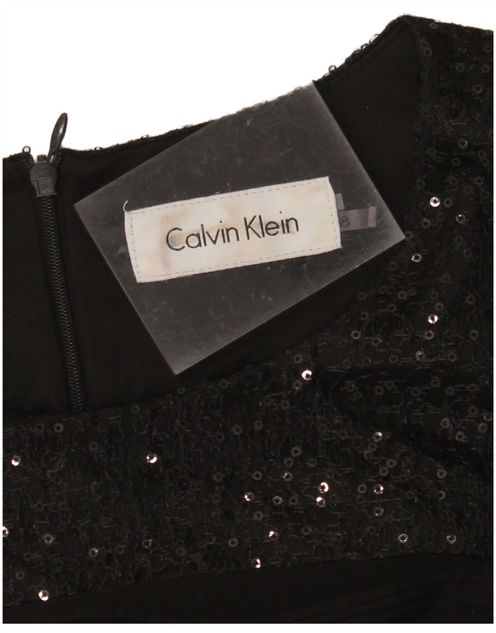 CALVIN KLEIN Dame Ærmeløs Skede Kjole US 8 Medium Sort