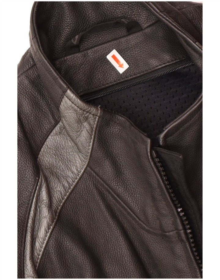 DAINESE Mens Graphic Racer Jacket Size 54 Large Black Colourblock Leather