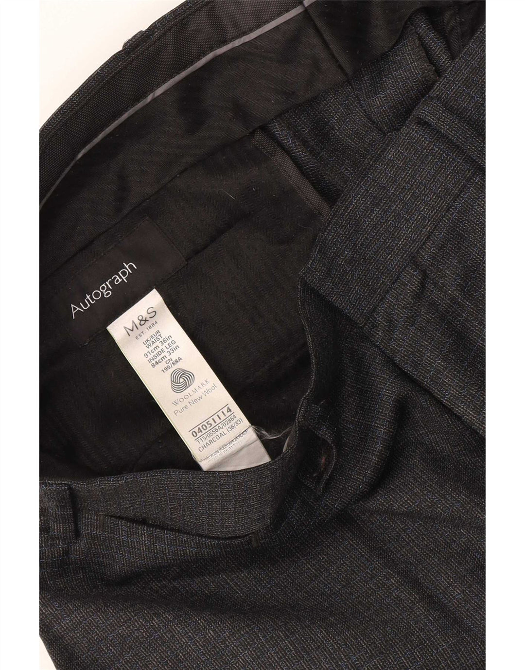 Marks & Spencer Mens Autograph Straight Suit Trousers W36 L33 Grey Wool