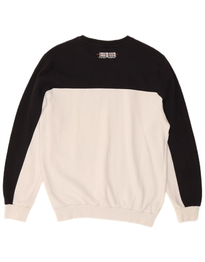 FILA Mens Sweatshirt Jumper Small White Colourblock Cotton
