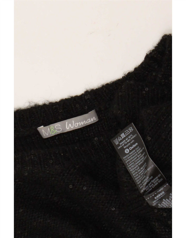 Marks & Spencer Womens Oversized Boat Neck Jumper Sweater UK 14 Large Black