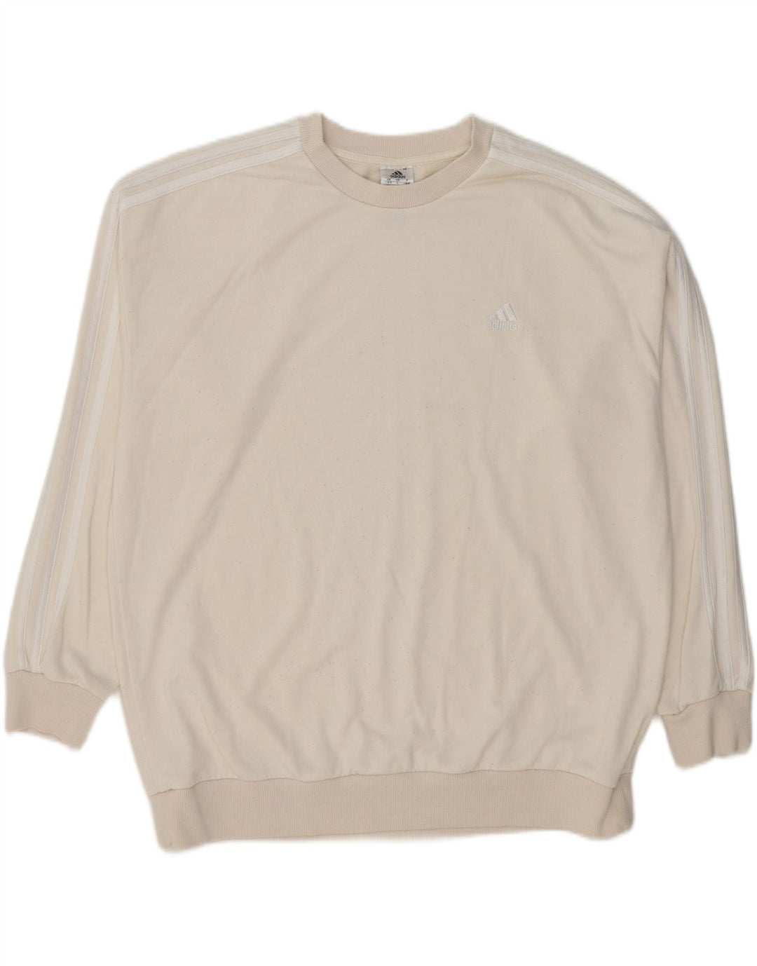 ADIDAS Womens Oversized Sweatshirt Jumper UK 16/18 Large White Cotton Vintage Adidas and Second-Hand Adidas from Messina Hembry 