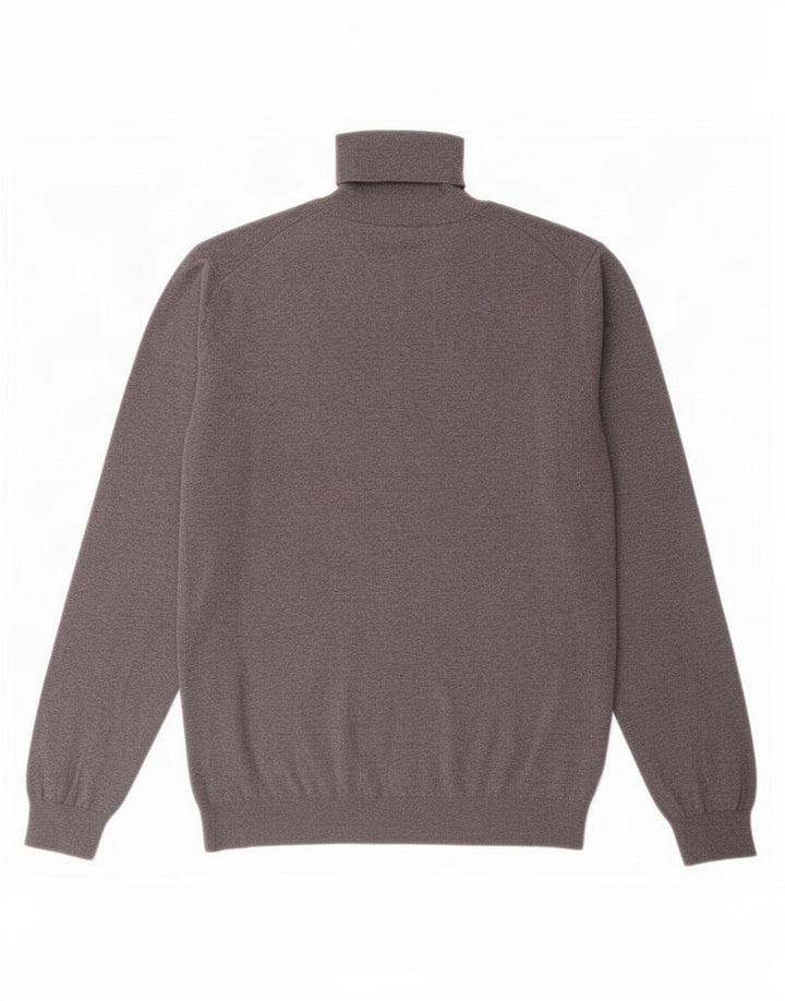 Massimo Dutti Mens Roll Neck Jumper Sweater Large Grey Cotton