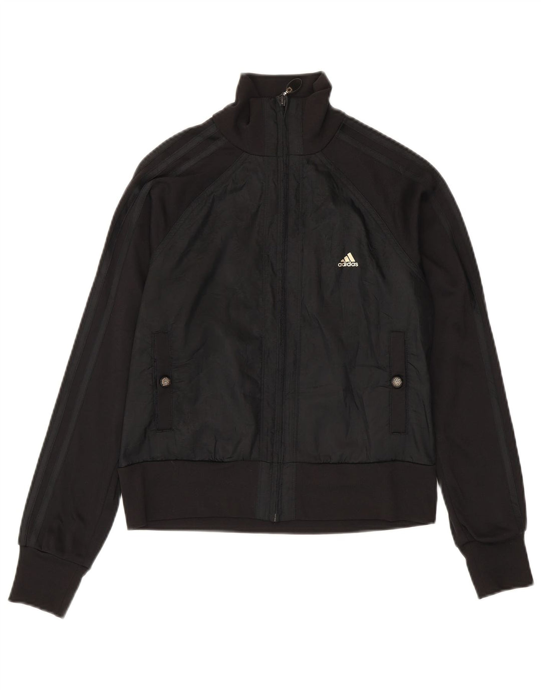 Adidas Womens Tracksuit Top Jacket UK 14 Medium  Black Polyamide