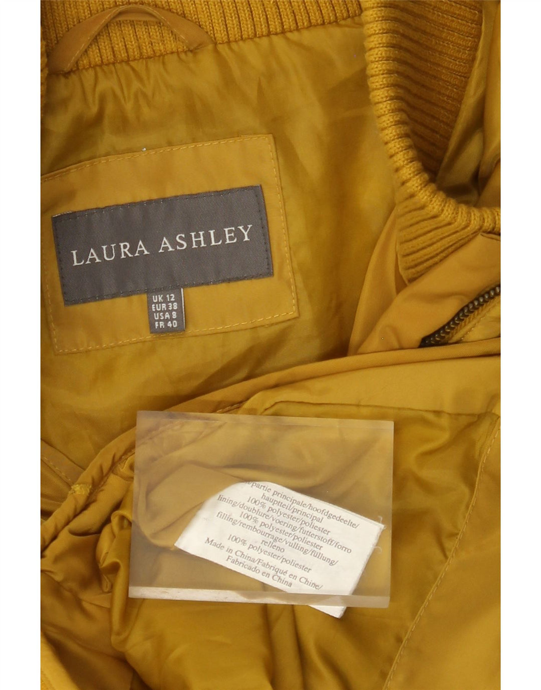 LAURA ASHLEY Женская стеганая куртка UK 12 Средний желтый полиэстер
