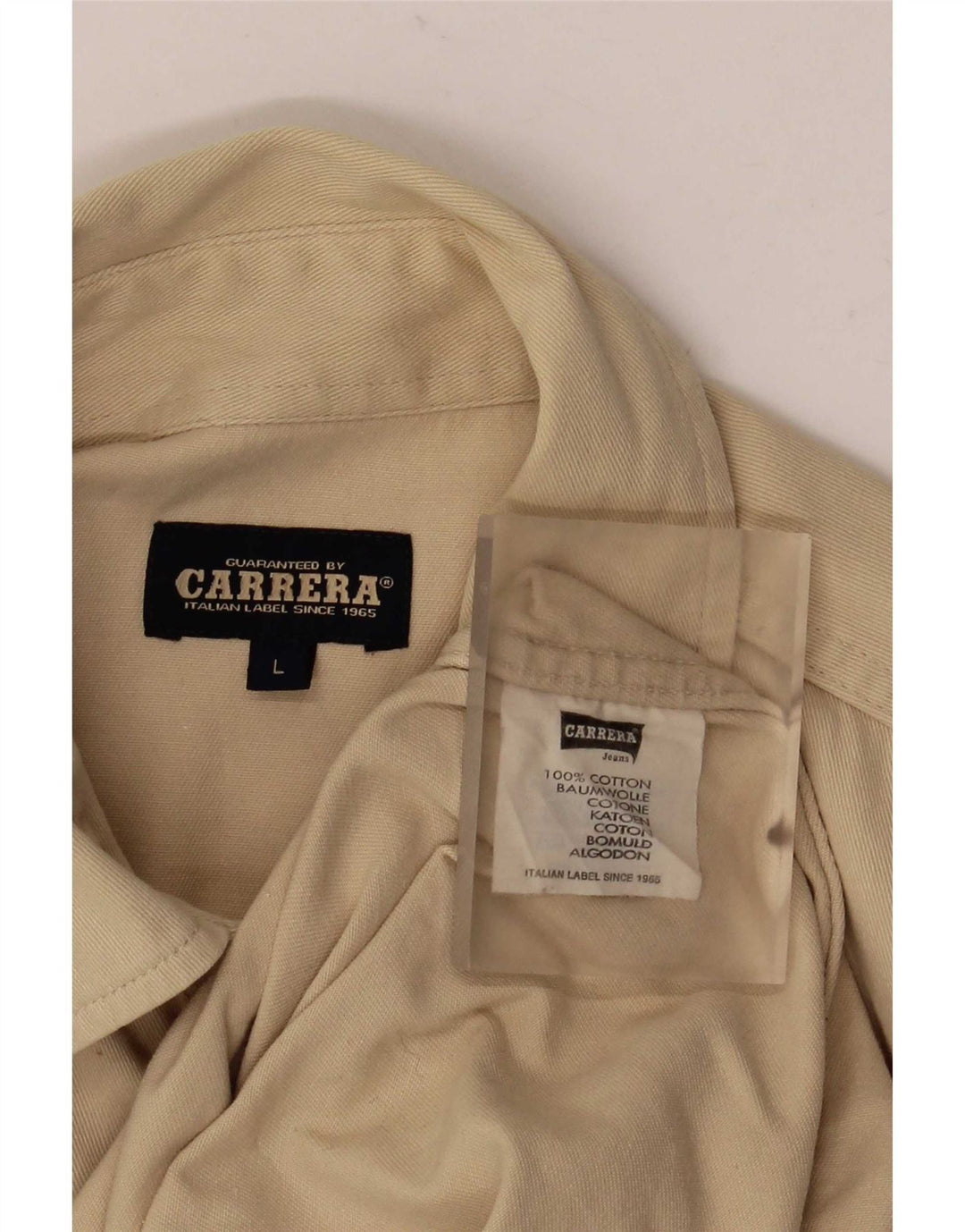 Carrera Mens Shirt Large Beige Cotton