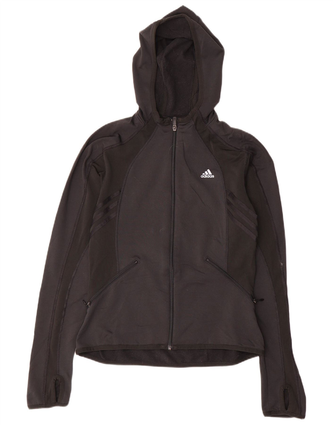 Adidas ženski pulover s kapuljačom s patentnim zatvaračem UK 12 Srednji crni poliester