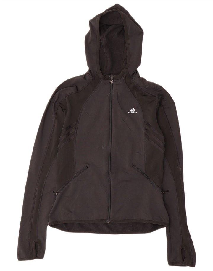 Adidas ženski pulover s kapuljačom s patentnim zatvaračem UK 12 Srednji crni poliester