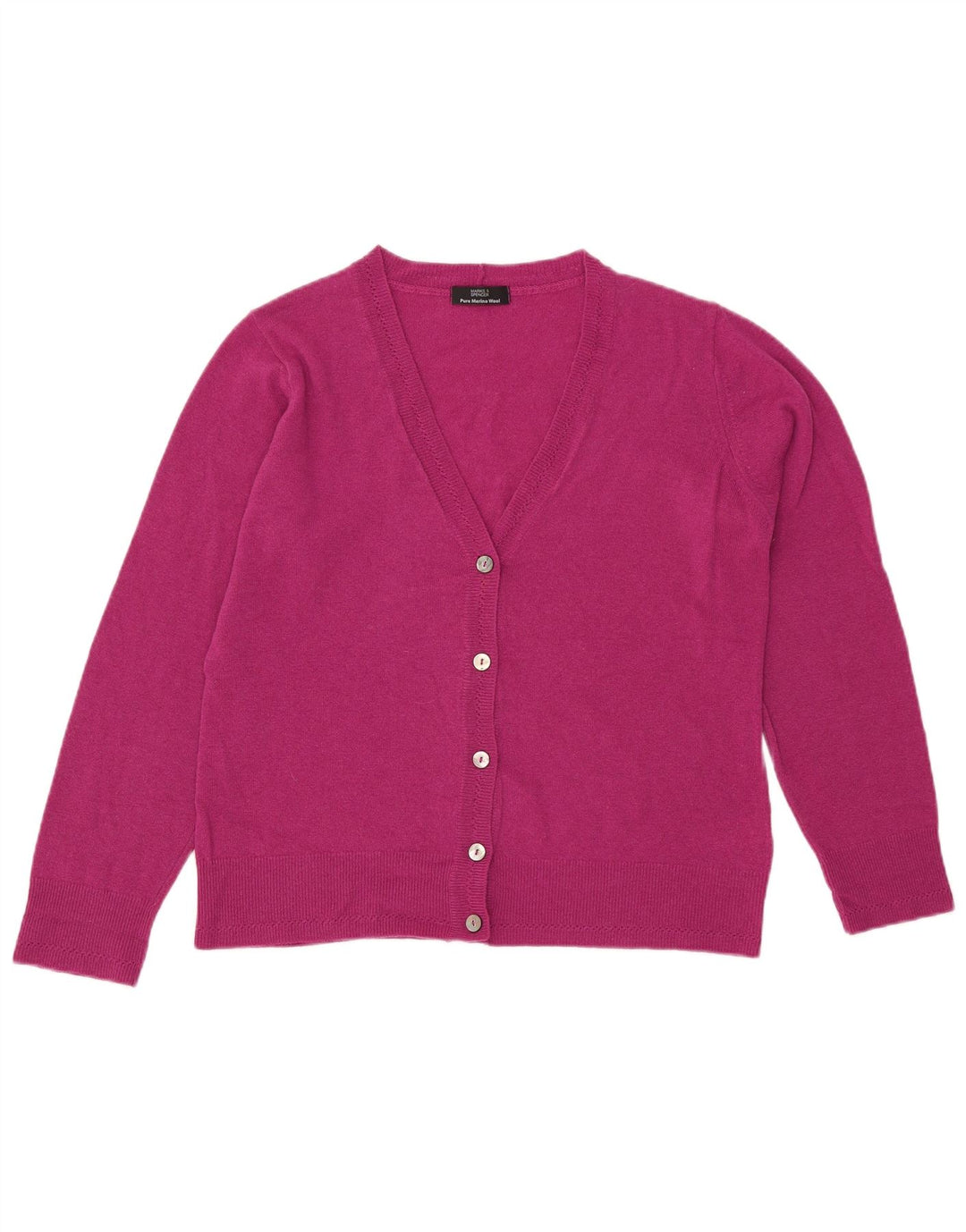 Marks & Spencer Womens Cardigan Sweater UK 14 Large Pink Wool