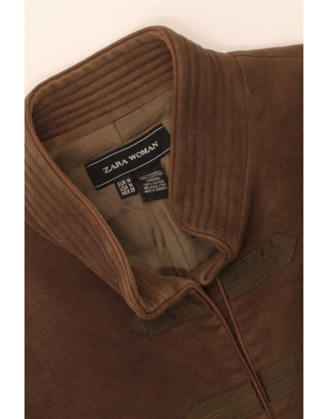 Zara Womens Open Bomber Jacket UK 12 Medium Brown Cotton