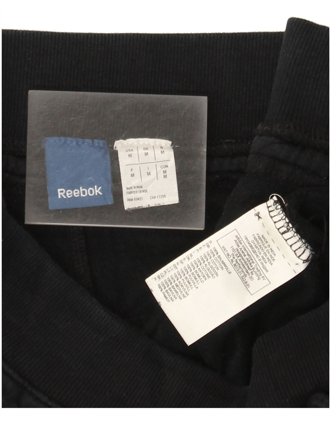 Reebok Mens Graphic Tracksuit Trousers Joggers Medium  Black Cotton
