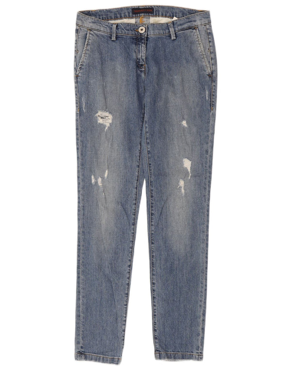 Trussardi Damen Distressed Slim Jeans W26 L31 Blaues Polyester