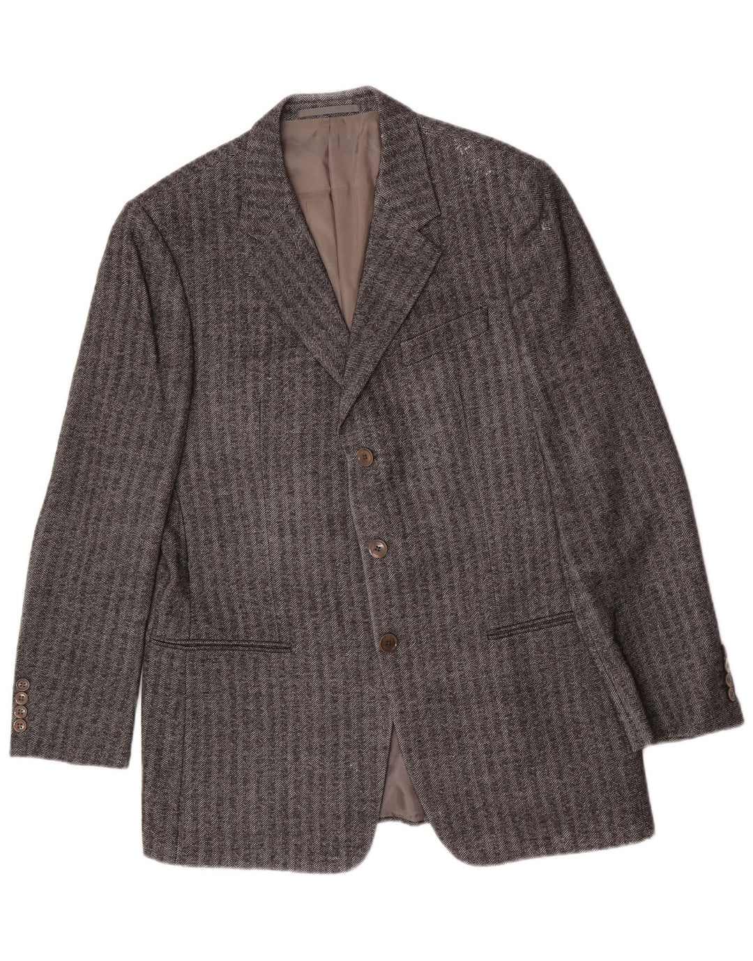Armani Collezioni Mens 3 Button Blazer Jacket IT 52 XL Grey Herringbone