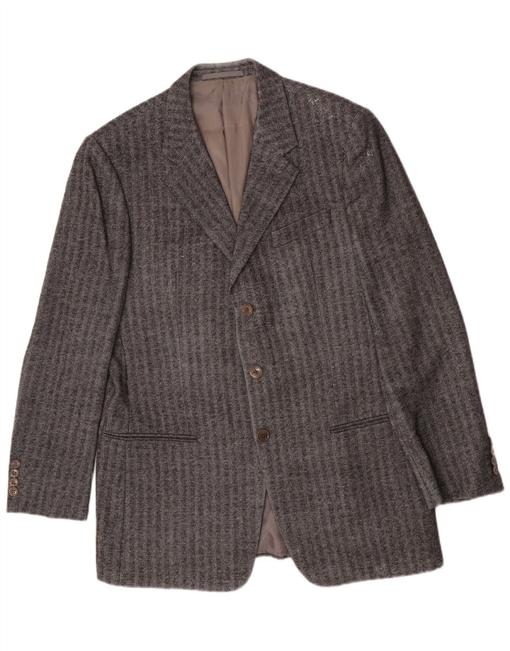 Armani Collezioni Mens 3 Button Blazer Jacket IT 52 XL Grey Herringbone
