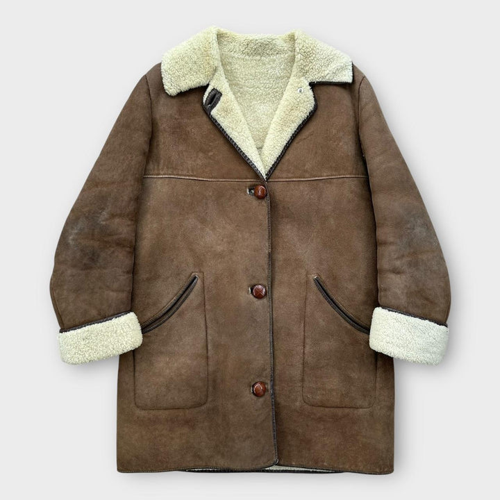 Geaca vintage din piele de oaie - medie