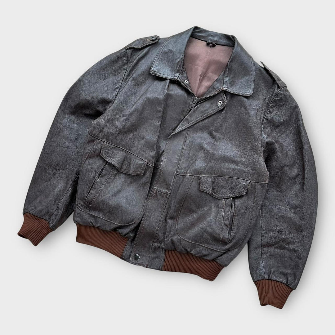 Vintage leather flight jacket - large