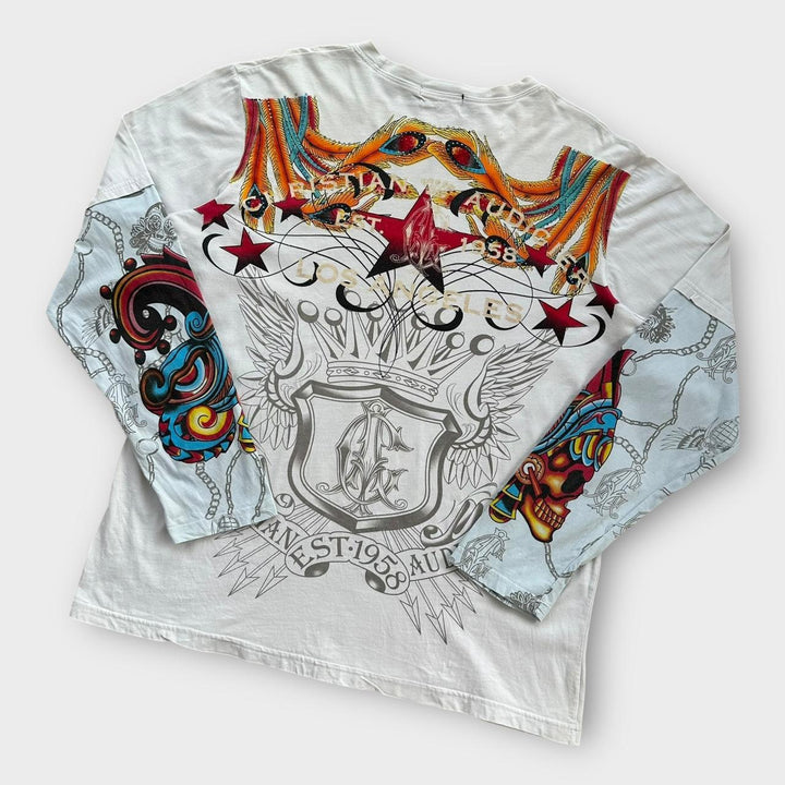 T-shirt a maniche lunghe Christian Audigier Ed Hardy - media (calza come una XL)